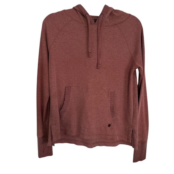 prAna Waffle Knit Hoodie Pullover Sweatshirt Women’s Small Mauve Organic Cotton - Picture 1 of 9